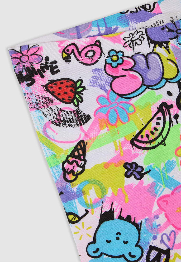 Grafftiti print short Leggings for Girls