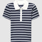 Women's Striped Crop Polo T-Shirt