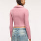 Women's Long-sleeved zip-up T-shirt with collar