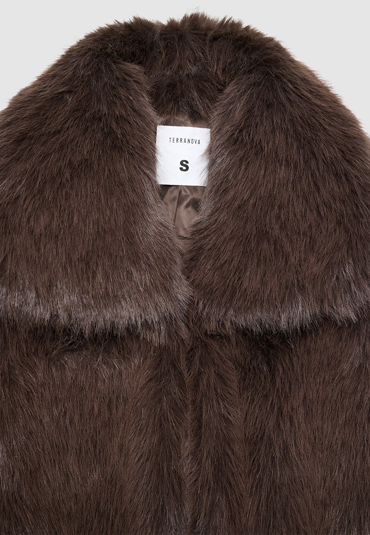 Women's Cropped jacket with long faux fur collar