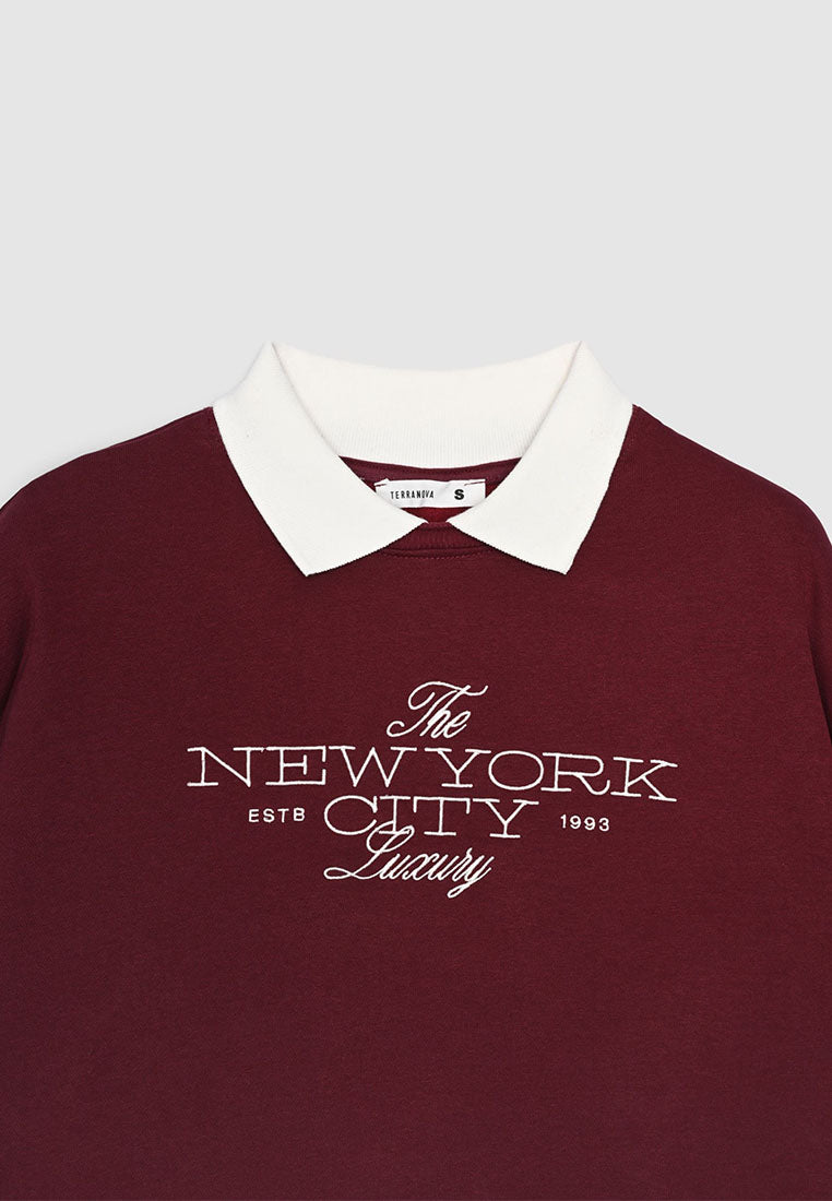 Women's Collar Cropped Sweatshirt