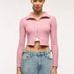 Women's Long-sleeved zip-up T-shirt with collar