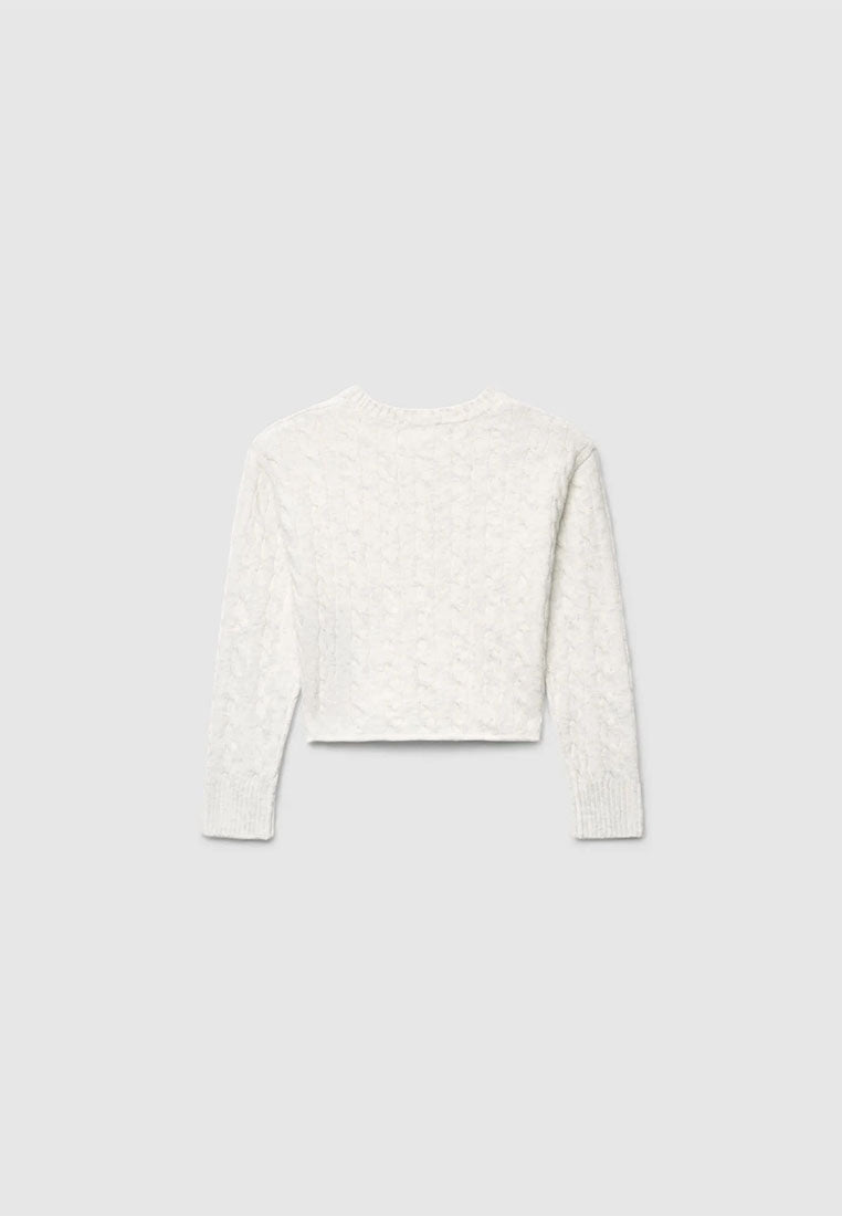 Solid-colour cable-knit sweater for Girls