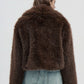 Women's Cropped jacket with long faux fur collar