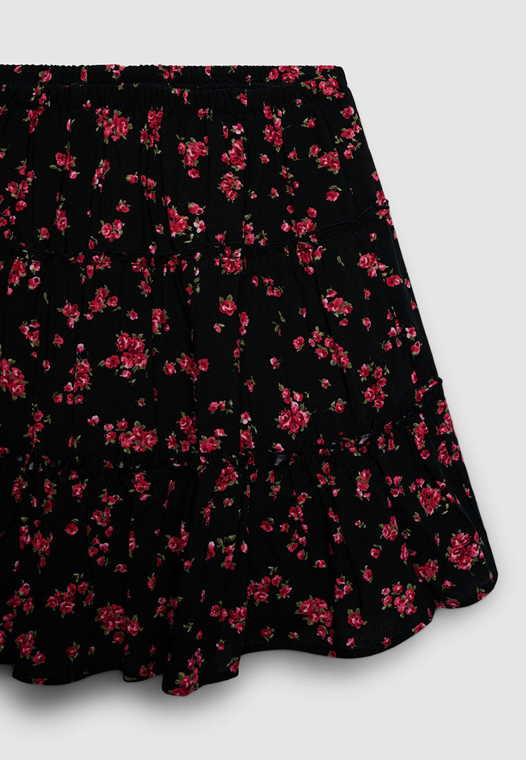 Women's Romantic Floral Print Skirt