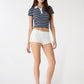 Women's Striped Crop Polo T-Shirt