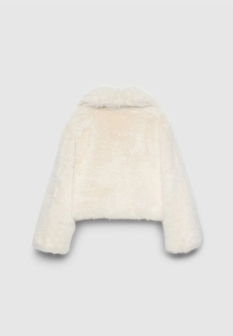 Women's Cropped jacket with long faux fur collar
