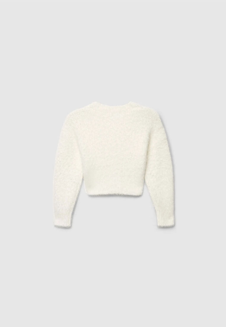 Solid-colour faux fur effect cardigan for Girls