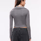 Women's Long-sleeved zip-up T-shirt with collar
