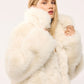 Women's Cropped jacket with long faux fur collar
