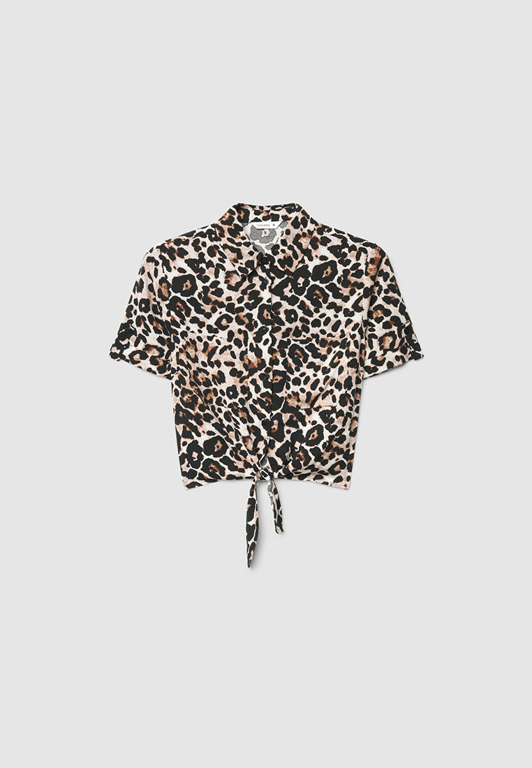 Women's Animalier knot Crop Shirt