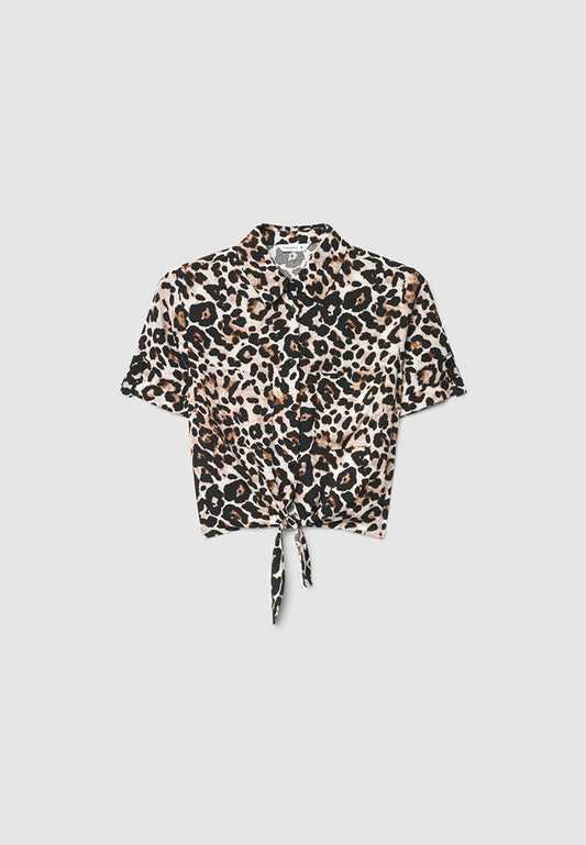 Women's Animalier knot Crop Shirt