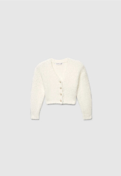 Solid-colour faux fur effect cardigan for Girls