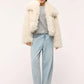 Women's Cropped jacket with long faux fur collar