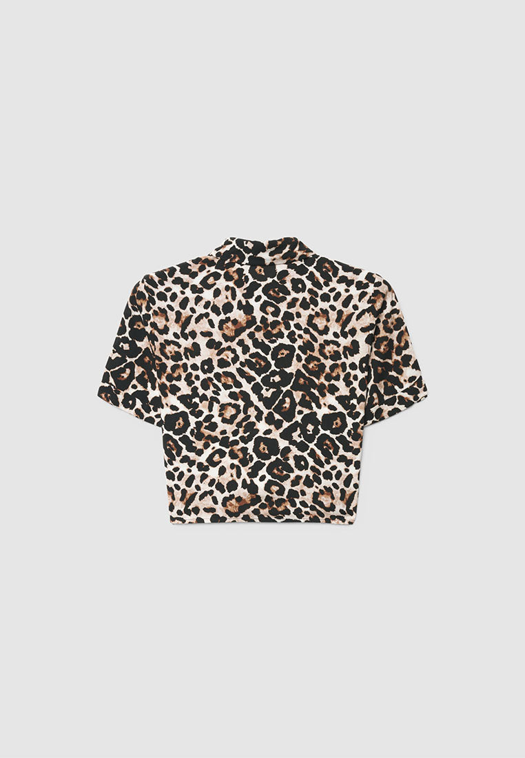 Women's Animalier knot Crop Shirt