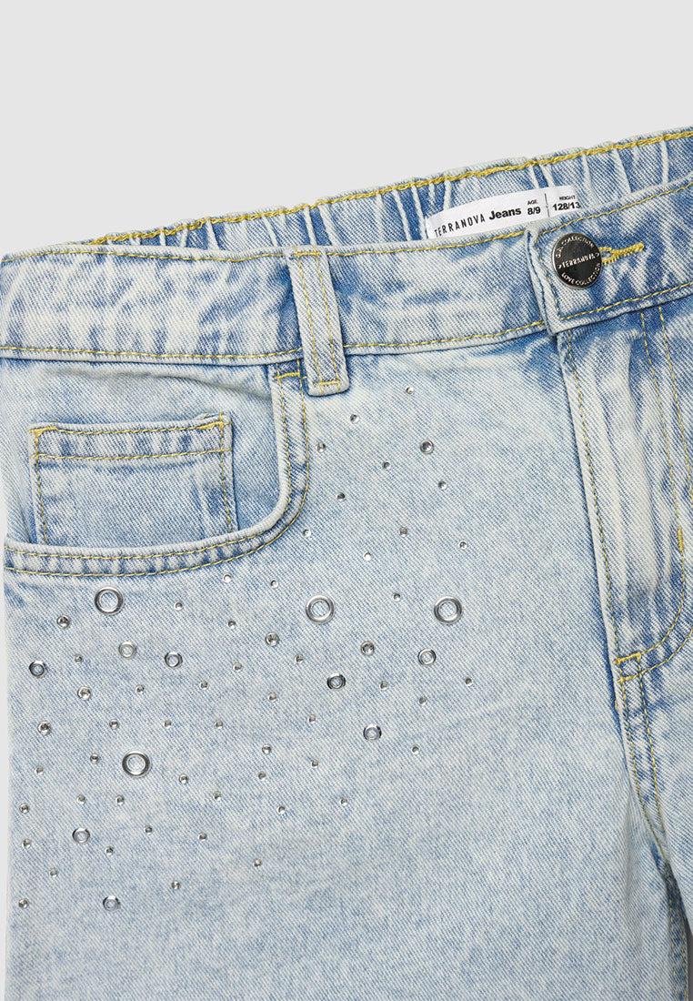 Rhinestones Denim Jean Shorts for Girls
