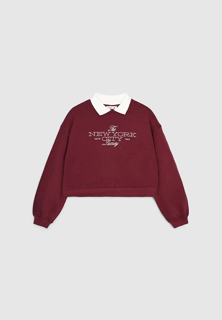 Women's Collar Cropped Sweatshirt
