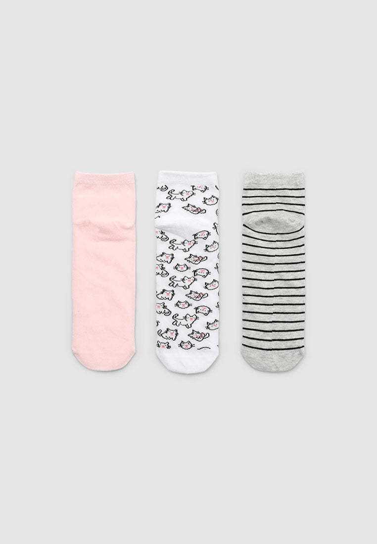 Women's Pack of 3 pairs of socks with animals and stripes