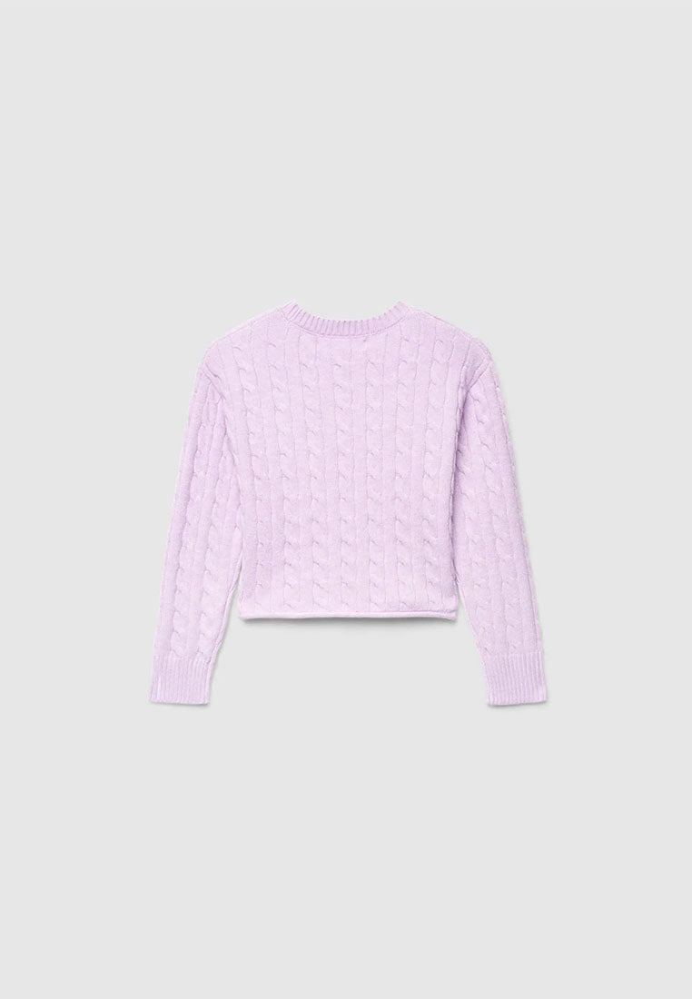 Solid-colour cable-knit sweater for Girls
