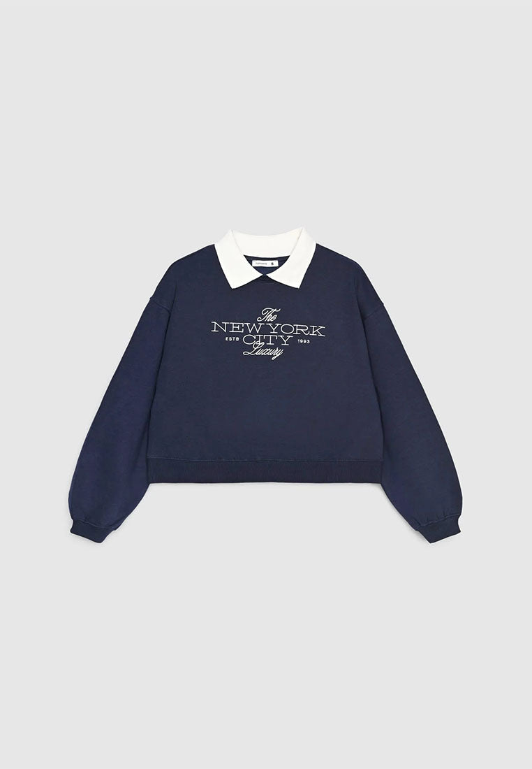 Women's Collar Cropped Sweatshirt