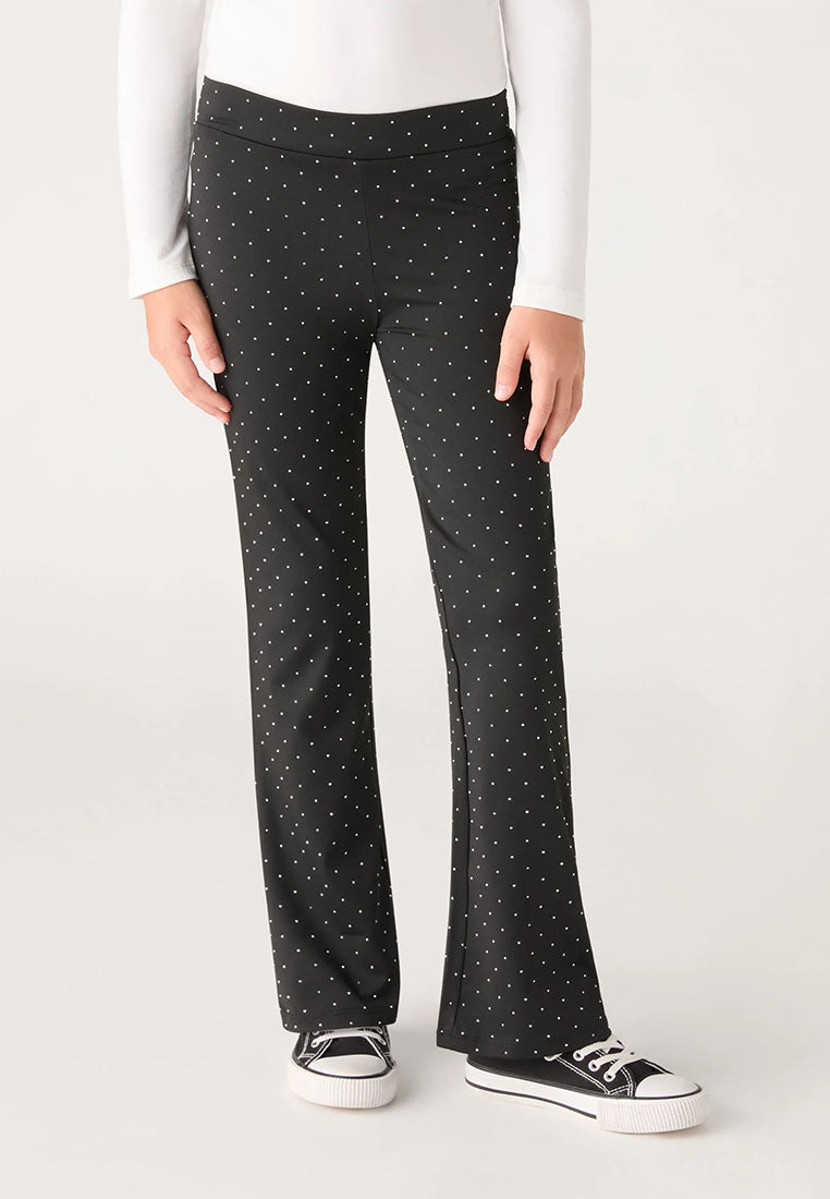 Long flared leggings with rhinestones for Girls