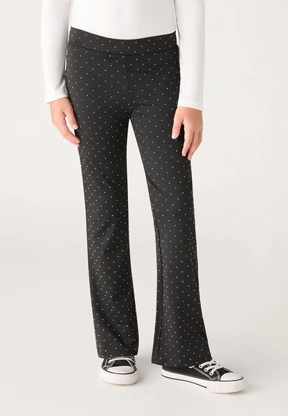 Long flared leggings with rhinestones for Girls