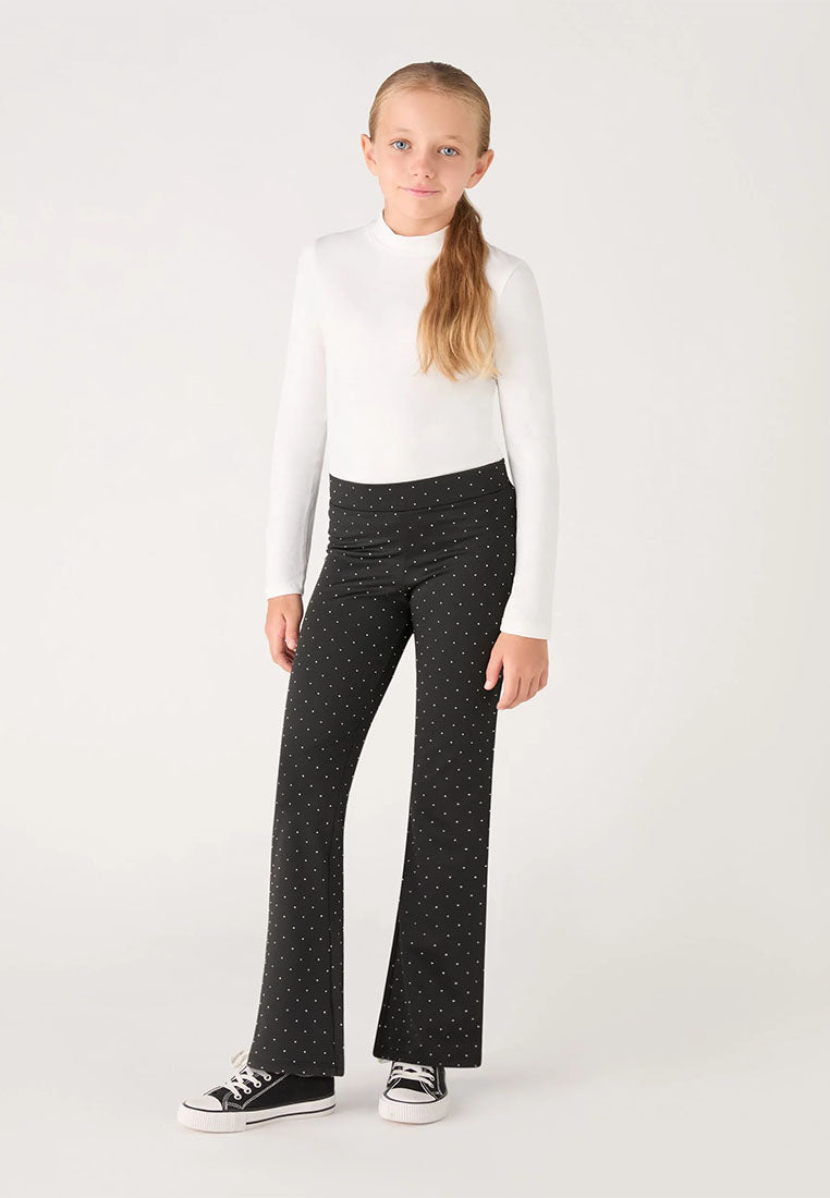Long flared leggings with rhinestones for Girls
