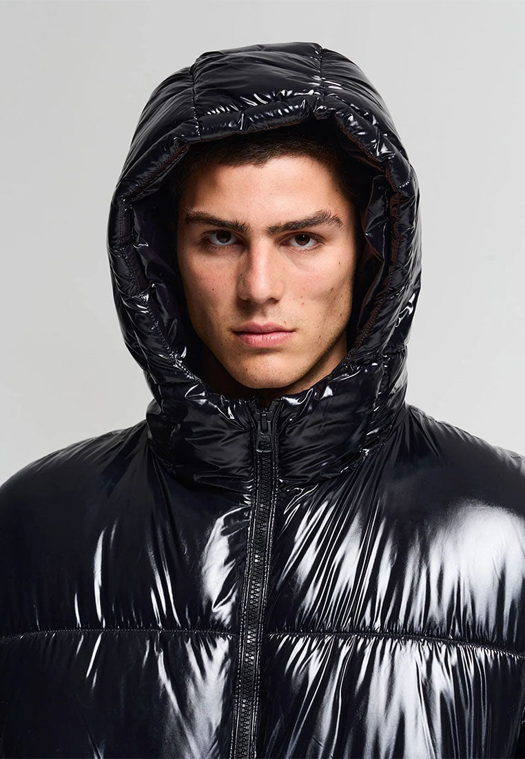 Men's Padded jacket with shiny hood