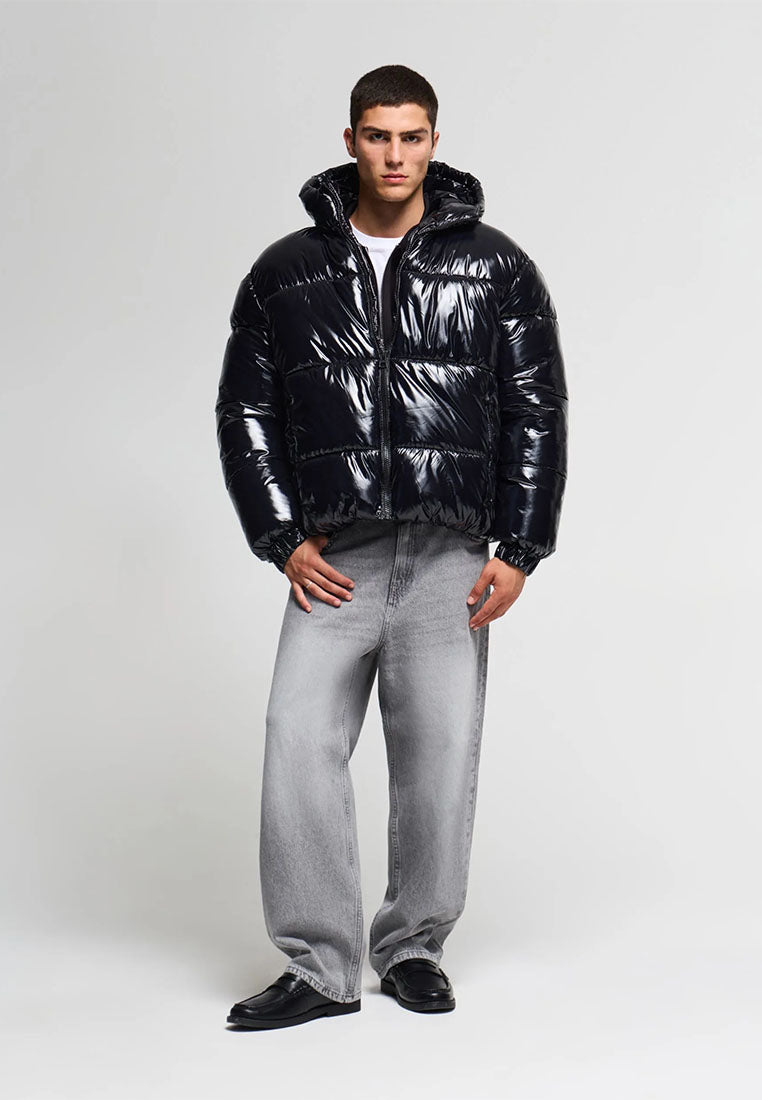 Men's Padded jacket with shiny hood