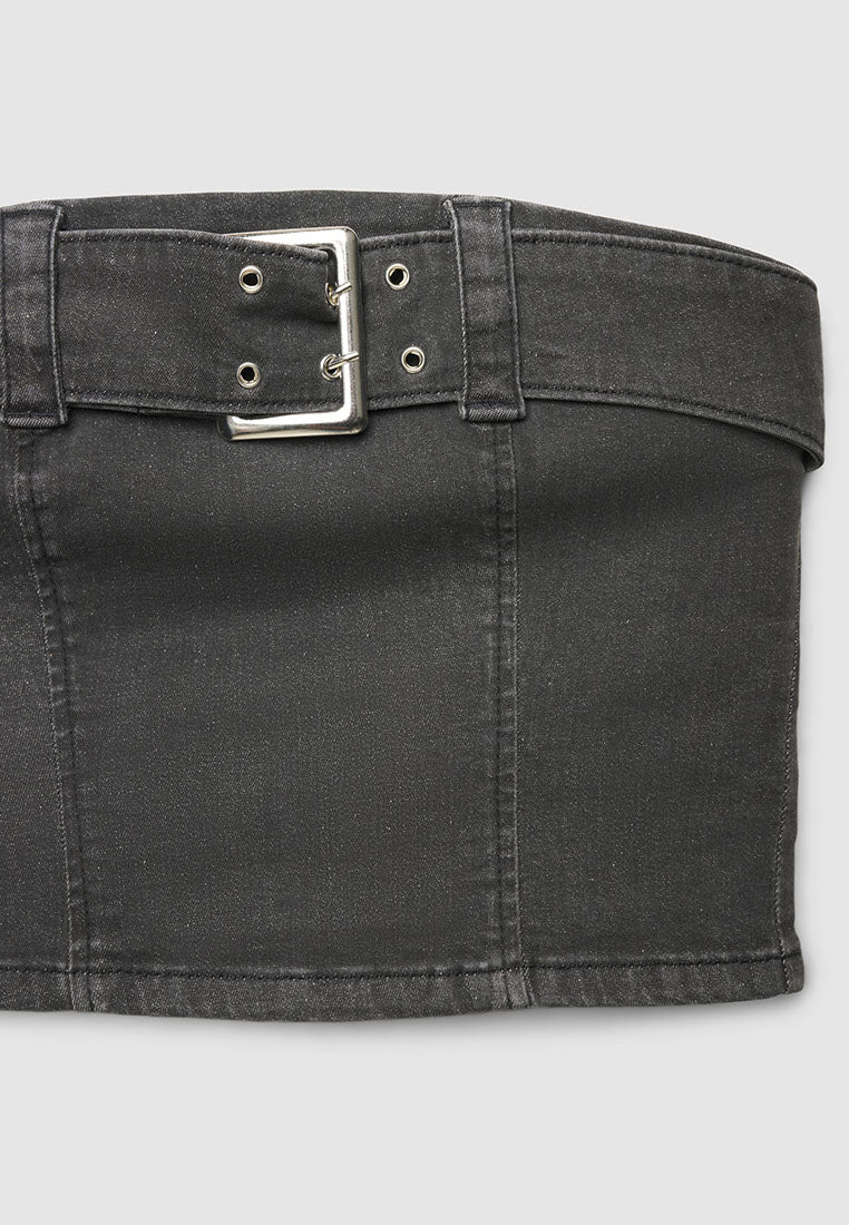 Women's Belted Denim Tube Top