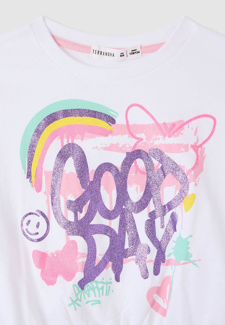 Graffiti print crop T-shirt for Girls