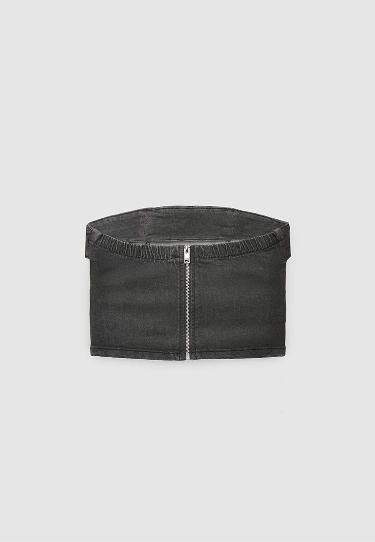 Women's Belted Denim Tube Top