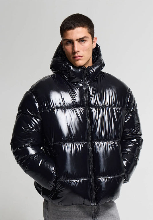 Men's Padded jacket with shiny hood