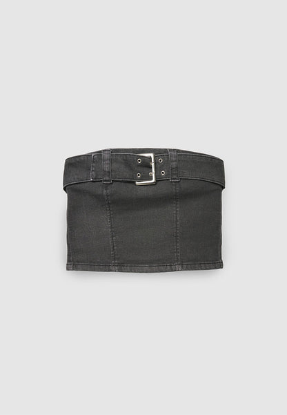 Women's Belted Denim Tube Top