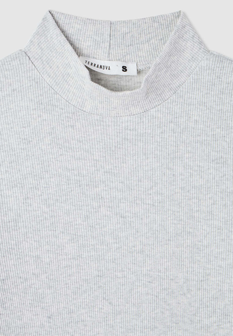Women's Ribbed T-shirt with mock neck collar