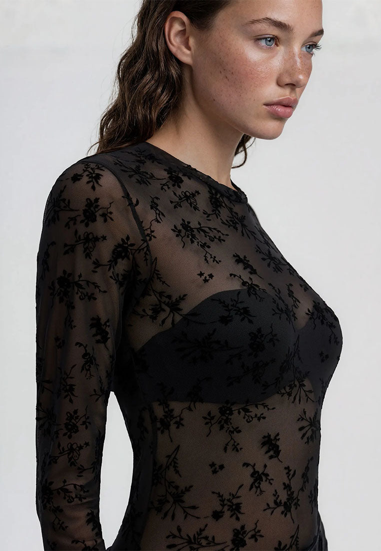 Women's Flock Floral print Long-sleeved T-shirt