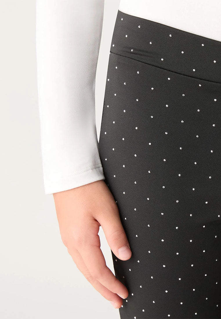 Long flared leggings with rhinestones for Girls