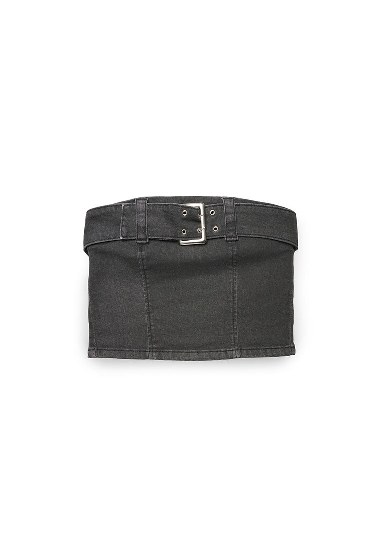Women's Belted Denim Tube Top