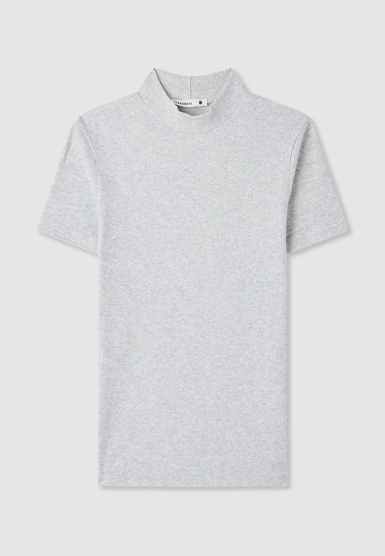 Women's Ribbed T-shirt with mock neck collar