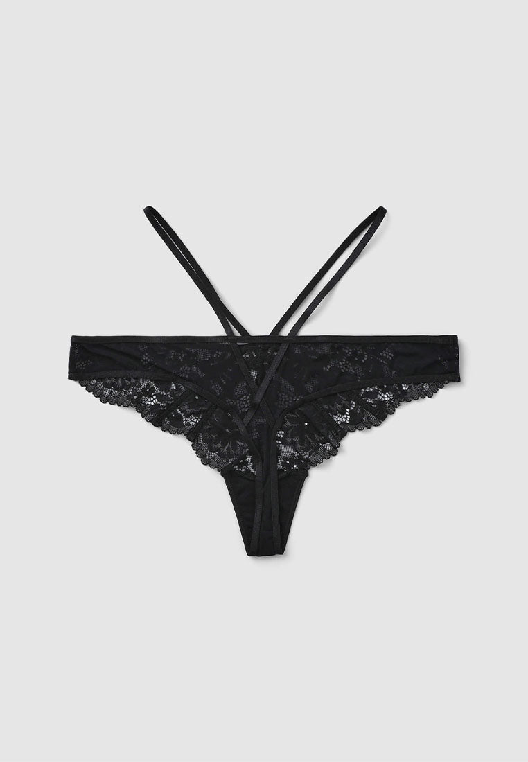 Women's Strappy Harness Floral Lace Thong