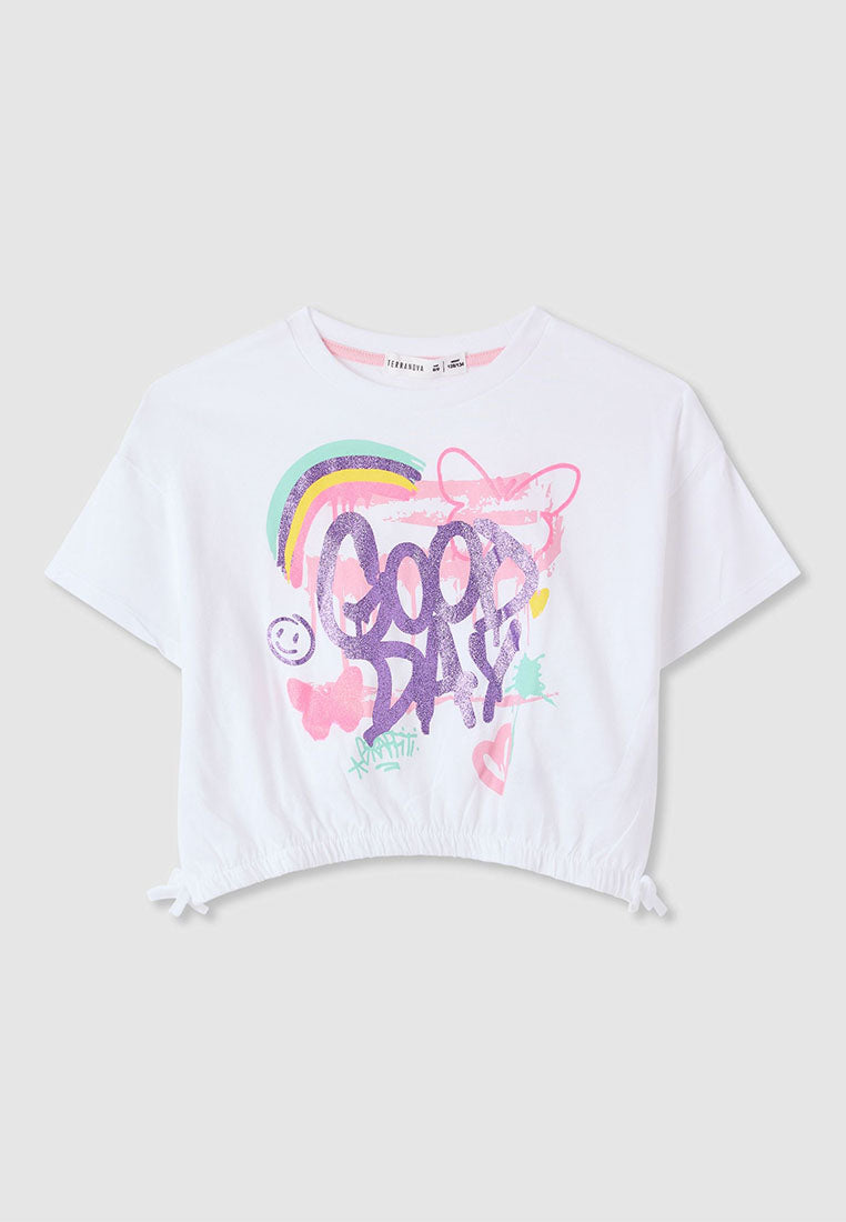 Graffiti print crop T-shirt for Girls
