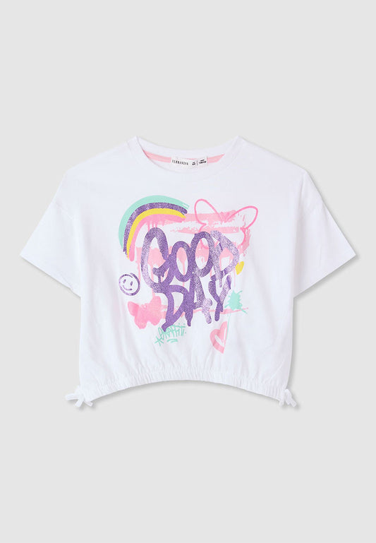 Graffiti print crop T-shirt for Girls