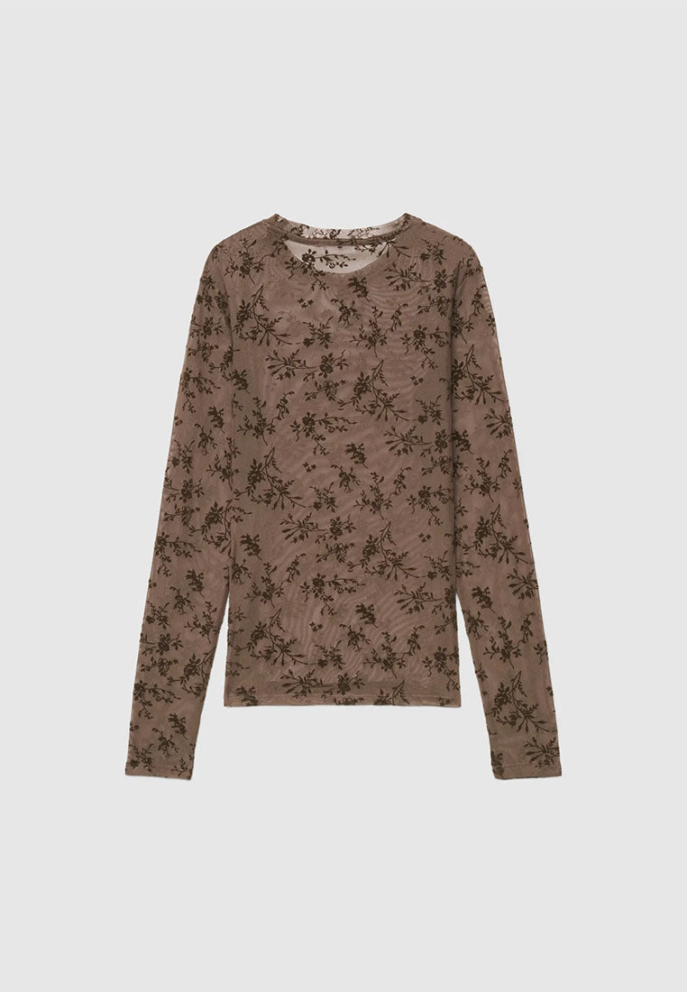 Women's Flock Floral print Long-sleeved T-shirt