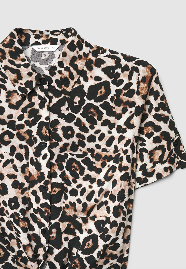 Women's Animalier knot Crop Shirt