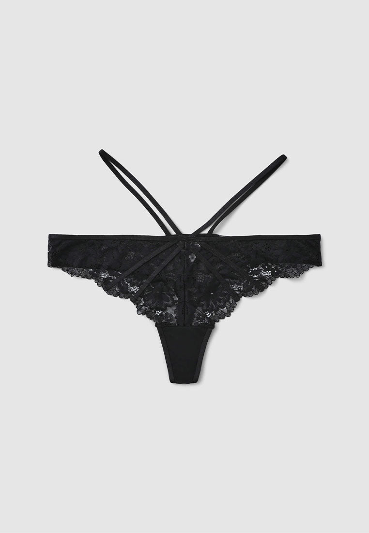Women's Strappy Harness Floral Lace Thong