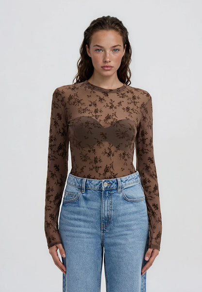 Women's Flock Floral print Long-sleeved T-shirt
