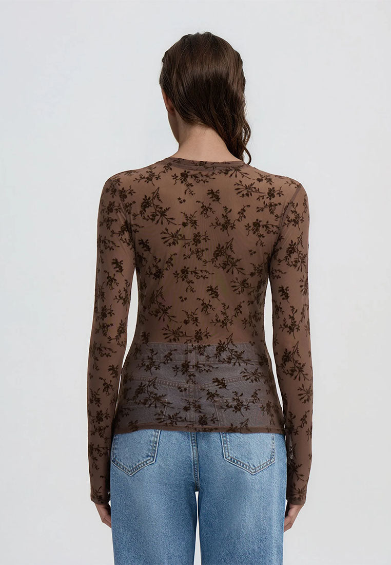 Women's Flock Floral print Long-sleeved T-shirt
