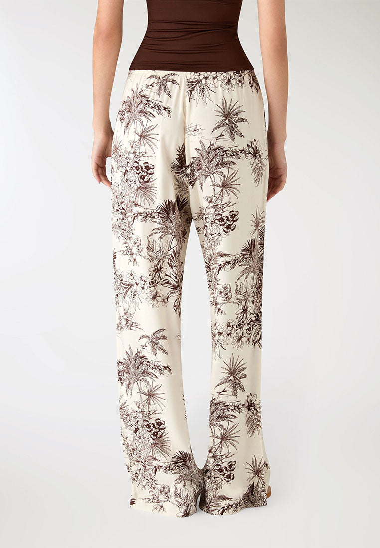 Women's Long Palm-Print Trousers
