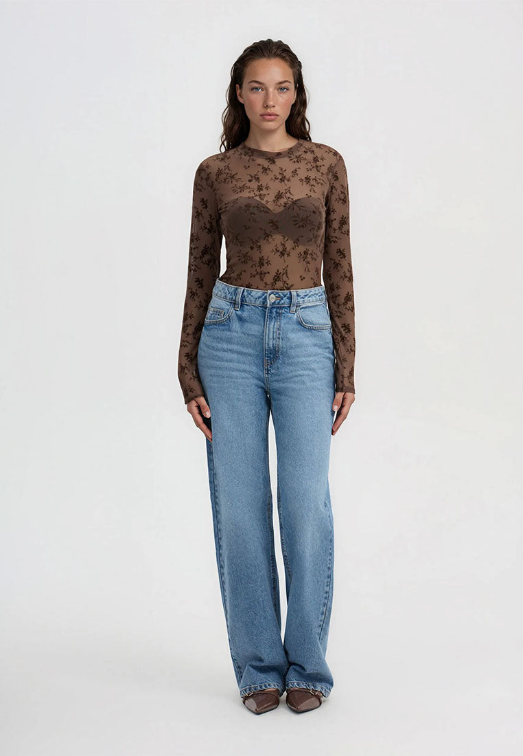 Women's Flock Floral print Long-sleeved T-shirt