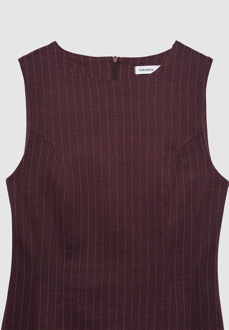 Women's Pinstripe Sleeveless Mini Dress